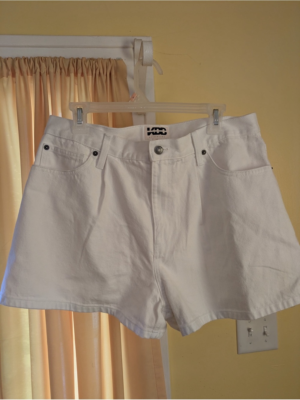 White Women's Denim Shorts - Classic High-Rise